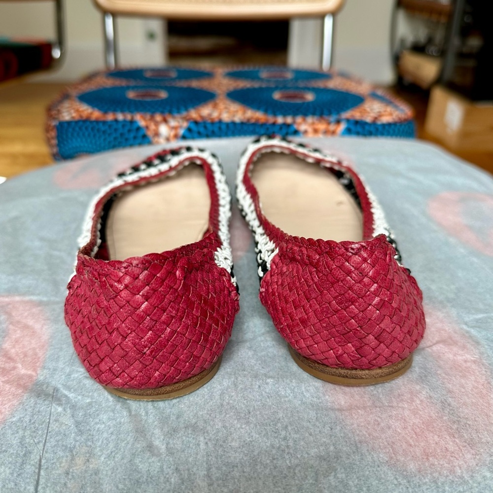 Prada Red and Black Flats with Intricate Trim - Picture 4 of 6